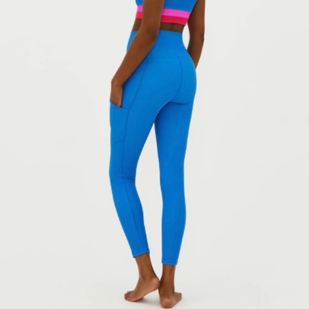 NWOT Beach Riot Sport Ribbed Summer Leggings in Bright Bluebell Pockets Size XS